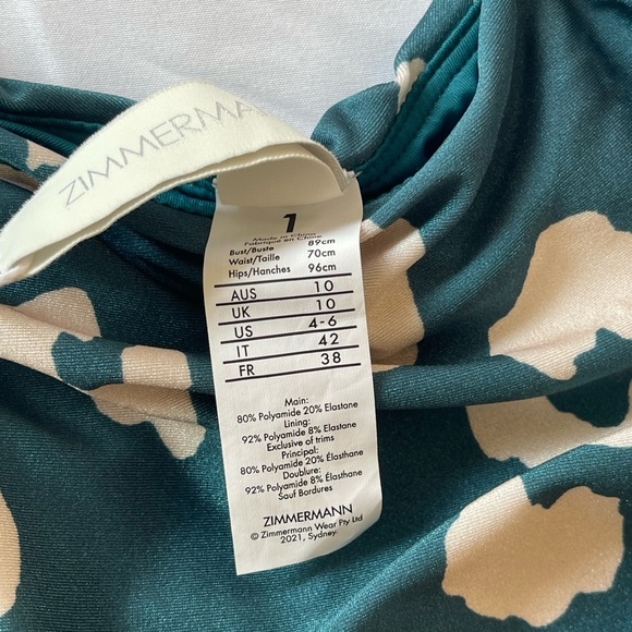Zimmermann Shelly Scoop teal leopard 🐆 one piece bathing suit - NWT! - size 1 - Picture 4 of 7